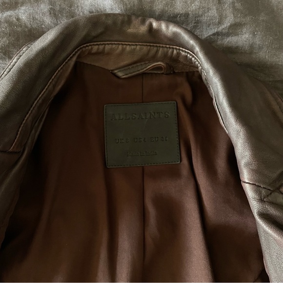 All Saints Cargo Leather Biker Jacket - Picture 5 of 9